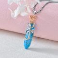 TOUPOP Sterling Silver Turquoise Rose Flower Pendant Necklace-0-2