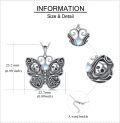 wholesale 925 Sterling Silver Skull & Moonstone Butterfly Pendant Necklace for Women-0-3