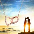 wholesale TOUPOP Sterling Silver Heart Necklace For Women I Love You To The Moon And Back Pendant Necklace Anniversary Birthday Jewelry Gifts For Women Her -0-5