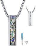 wholesale 925 Sterling Silver Abalone Shell Menorah Cremation Jewelry Urn Necklace  - Always in My Heart (Vertical Bar)-0-0