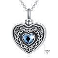 wholesale 925 Sterling Silver Heart Locket Pendant With Blue Gemstone-0-0