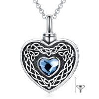 wholesale 925 Sterling Silver Heart Locket Pendant With Blue Gemstone-Celtic-Blue Heart
