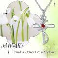 wholesale 925 Sterling Silver Cross Pendant With Red Gemstone And Lily Design-0-49