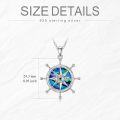 wholesale 925 Sterling Silver Abalone Shell Compass Evil Eye Pendant Necklace-0-1