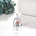 wholesale 925 Sterling Silver Penguin Snowflake Heart-Shaped Pendant Necklace for Women and Girls-0-4