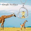 wholesale 925 Sterling Silver Giraffe Heart Pendant Necklace for Women Animal Lovers Gift-0-4