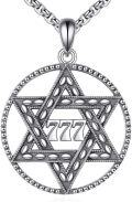 wholesale 925 Sterling Silver Star of David 777 Pendant Necklace for Men -0-0