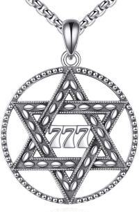 wholesale Sterling Silver Gold Star of David 777 Pendant Necklace-Silver