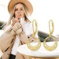 wholesale 14K Gold Celtic Knot Circle Drop Dangle Leverback Earring Studs Irish for Women-0-5