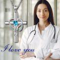 wholesale  Metal Stone Stethoscope Cross Pendant Necklace for Nurse Doctor Graduation -0-32