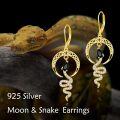 wholesale Gold 925 Sterling Silver Snake Moonstone Dangle Drop Earring Set for Women Gifts 23x48mm-0-3