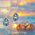 wholesale 925 Sterling Silver Teardrop Abalone Shell Crab Drop Leverback Earrings-0-4