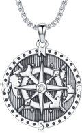 wholesale 925 Sterling Silver Nautical Compass Pendant Necklace  with Dolphins and Seaweed Design-0-0