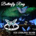 wholesale 925 Sterling Silver Opal Butterfly Adjustable Ring Women s Gift-0-4