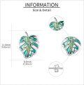 wholesale 925 Sterling Silver Tropical Leaf Stud Earrings Green Enamel Fashion s for Women and Girls-0-2
