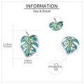 wholesale 925 Sterling Silver Tropical Leaf Stud Earrings Green Enamel Fashion s for Women and Girls-0-2