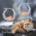 wholesale 925 Sterling Silver Rose Gold Sleeping Fox Huggie Hoop Earrings for Women-0-1