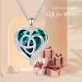 TOUPOP Sterling Silver Crystal Birthstone Celtic Knot Heart Necklace-0-2