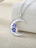 wholesale  Sterling Silver Moon Pendant Birth Flower Necklace for Women -0-27