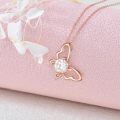 TOUPOP 14K Rose Gold Moissanite Crystal Butterfly Pendant Necklace-0-2