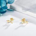 wholesale 14K Yellow Gold Wiener Dog Stud Earrings with Diamond Accents - Gifts for Women-0-4