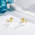 wholesale 14K Yellow Gold Wiener Dog Stud Earrings with Diamond Accents - Gifts for Women-0-4