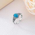 wholesale 925 Sterling Silver Natural Turquoise Stone Boho Style Adjustable Band Ring for Women-0-2