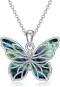 wholesale 925 Sterling Silver Blue Green Abalone Shell Butterfly Pendant Necklace for Women -0-0