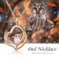 wholesale 925 Sterling Silver Pink Opal Owl in Heart Pendant Necklace for Women Girls Gifts-0-3