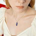 wholesale 925 Sterling Silver Blue Enamel CZ Leaf Pendant Necklace for Women-0-1