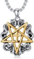 wholesale 925 Sterling Silver Pentagram with Snakes Gothic Necklace Jewelry for Women and Men -0-0