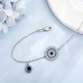 wholesale 925 Sterling Silver Blue Evil Eye Charm Bracelet with Crystal Accents for Women-0-2