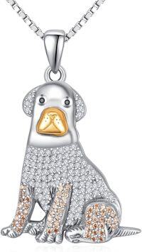 wholesale 925 Sterling Silver CZ Labrador Retriever Pendant Necklace for Pet Lovers-Labrador Retriever
