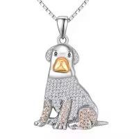 wholesale 925 Sterling Silver CZ Labrador Retriever Pendant Necklace Wholesale for Pet Lovers-Labrador Retriever