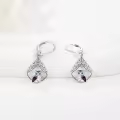 wholesale 925 Sterling Silver Owl Filigree Teardrop Leverback Dangle Earrings Wholesale for Women Girls Gifts-0-3