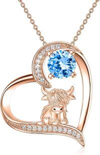 wholesale Sterling Silver Highland Cow Birthstone Necklace Jewelry Gifts for Women Girls-2-12--2-12-