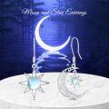 wholesale 925 Sterling Silver Opalite Crescent Moon & Star Drop Earrings-0-5