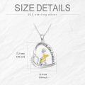 wholesale 925 Sterling Silver Heart-Shaped Giraffe and Baby Pendant Necklace for Women Girls Mothers Day Gift-0-2