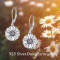 wholesale 925 Sterling Silver Daisy Flower Leverback Drop Earrings for Women Girls  4cm Long-0-1