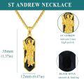 wholesale 925 Sterling Silver Gold Plated Saint Pendant with Black Onyx Stone and Religious Figure Charm Necklace for Men Women 24 Chain-0-5