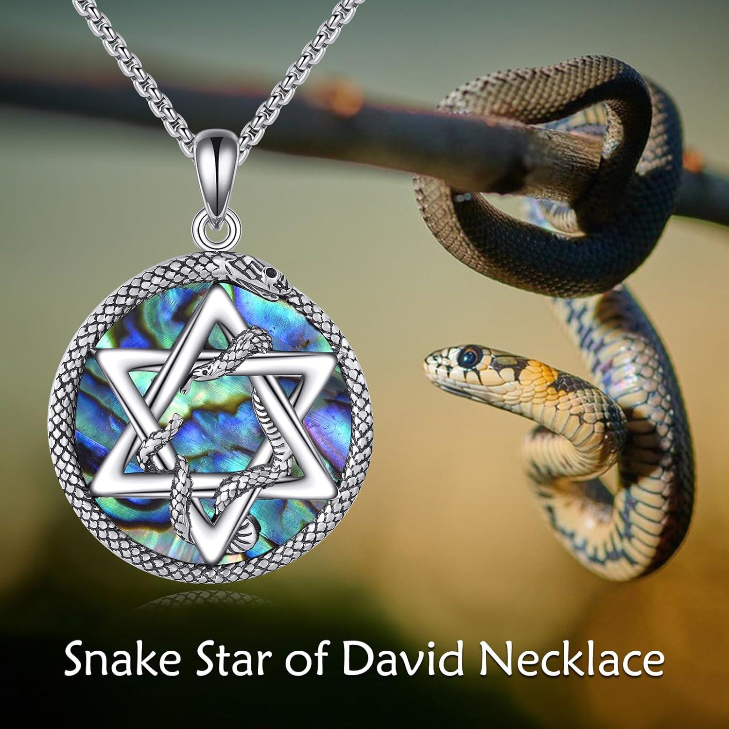 Sterling Silver Star of David Hexagram Gothic Bone Pendant Necklace-0-5