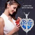 wholesale 925 Sterling Silver Tree of Life Necklace with Cubic Zirconia & Blue Crystal, I Love You Gift for Women-0-1