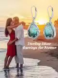 TOUPOP Sterling Silver Gemstone Celtic Filigree Teardrop Dangle Earrings-0-2