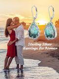 TOUPOP Sterling Silver Gemstone Celtic Filigree Teardrop Dangle Earrings-0-2
