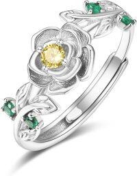 wholesale Sterling Silver Rose Gold Adjustable Rose Ring for Women-Silver-11-Nov