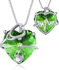 wholesale 925 Sterling Silver Birthstone Stethoscope Necklace for Nurse Doctor Med Student-925 Silver#05-May-Emerald