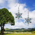 wholesale 925 Sterling Silver Star of David Dangle Earrings with Tree of Life Design, Hypoallergenic, Lead & Nickel Free, 15.8-19.7mm, Gift Box Included-0-5