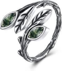 wholesale 925 Sterling Silver Boho Adjustable Vintage Spoon Ring Thumb Ring Statement Jewelry Gift for Women-Leaf
