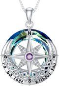 wholesale 925 Sterling Silver Birthstone Compass Necklace Celtic Knot Jewelry Gift-0-0