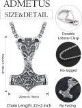 wholesale 925 Sterling Silver Viking Mjolnir Hammer Pendant Necklace with Dragon Head and Celtic Knots Design for Men - 30 -0-1